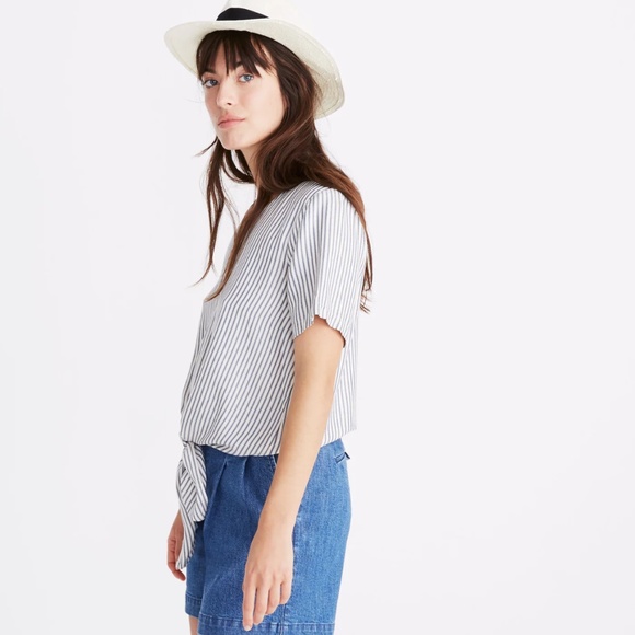 MADEWELL Novel Tie-Front Top in Stripe - Women's Size XXL - Picture 13 of 16